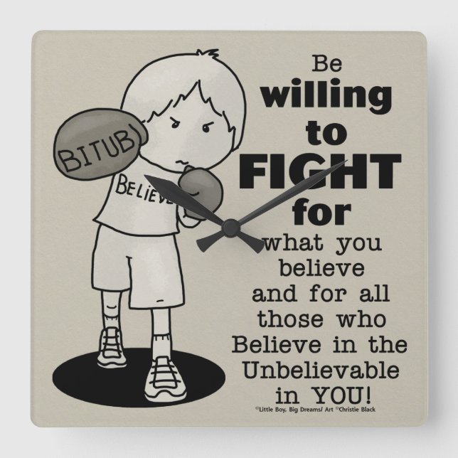 Reloj Cuadrado Dispuesto a luchar (Anverso)