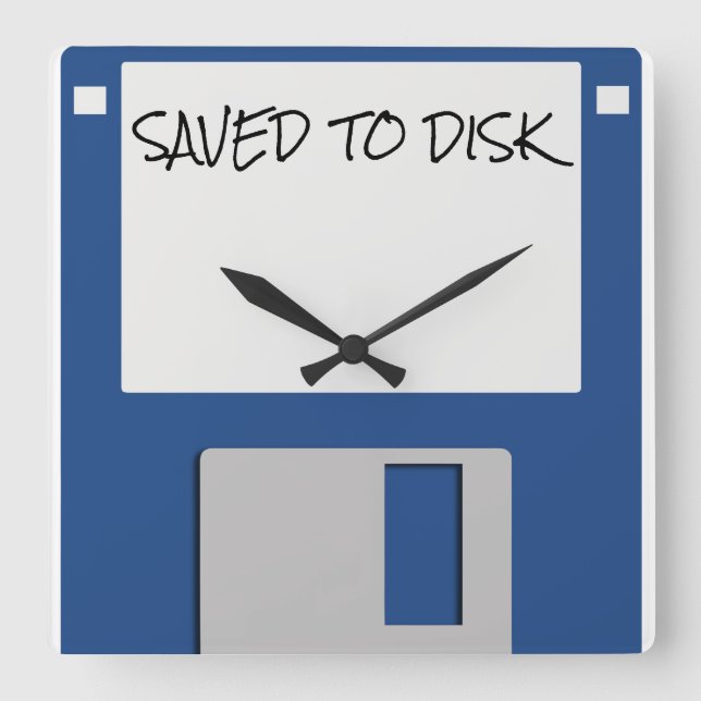 Reloj Cuadrado Disquete de los años 1980 (Anverso)