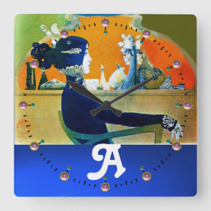 RELOJ CUADRADO DIVA IN BLUE ,BEAUTY FASHION MONOGRAM