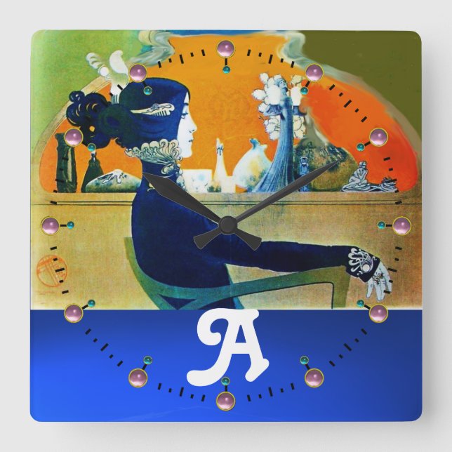 RELOJ CUADRADO DIVA IN BLUE ,BEAUTY FASHION MONOGRAM (Anverso)