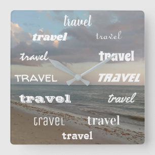 Reloj Cuadrado Diversión de la imagen de la playa de la impresi