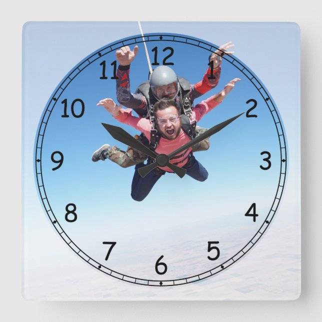 Reloj Cuadrado Diversión de Skydiving (Anverso)