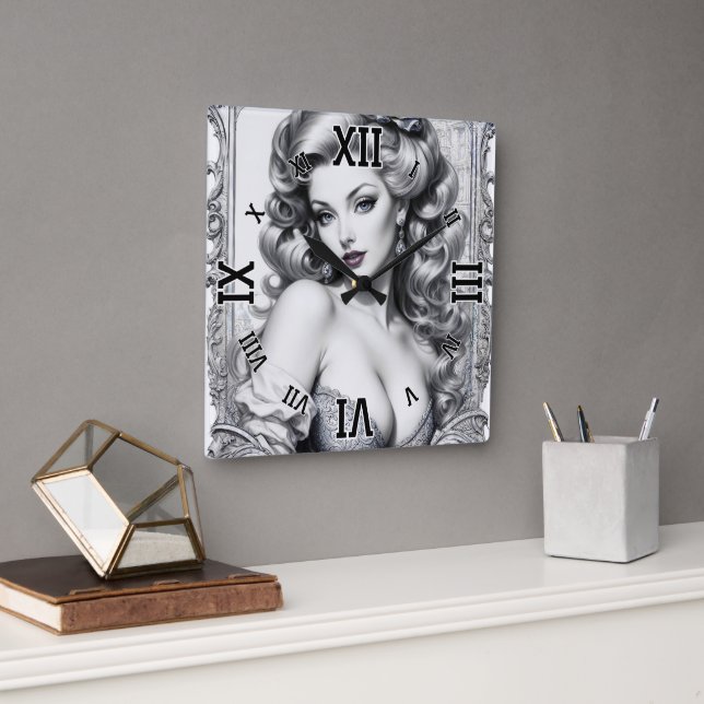 Reloj Cuadrado Diversión es mi nombre medio, AI Concept Art de Xz (Oficina)