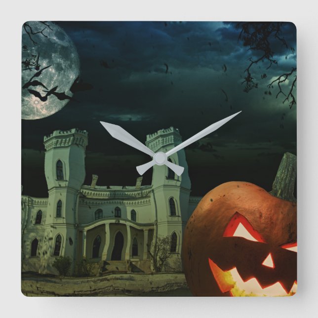 Reloj Cuadrado Diversión nocturna de Halloween de fantasía (Anverso)