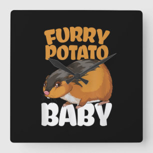 Reloj Cuadrado Divertido Mascota Animal Hamster con Papa