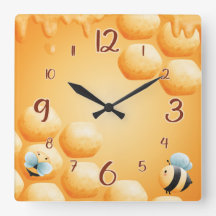 Reloj cuadrado divertido para abejas