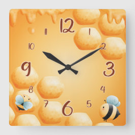 Reloj cuadrado divertido para abejas