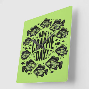 Reloj Cuadrado Divertido Pescado en el Día del Crappie