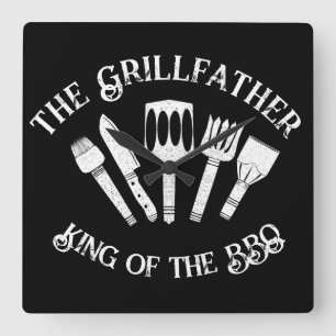Reloj Cuadrado Divertido "The Grillfather: Divertido regalo de ba