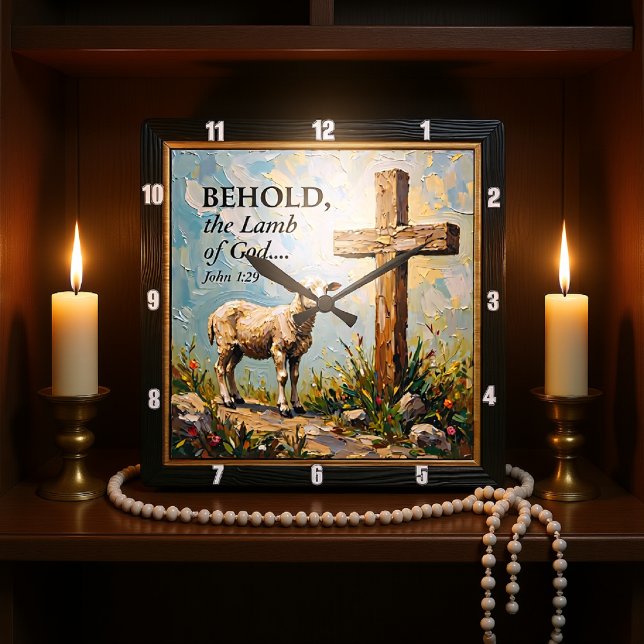 Reloj Cuadrado Divine Grace: John 1:29 Time (Subido por el creador)