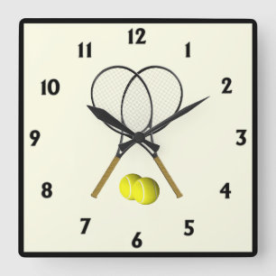 Reloj Cuadrado Doble Tenis Crema