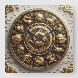Reloj Cuadrado Doce Ramas De La Tierra 03X ~ Zodiaco Chino