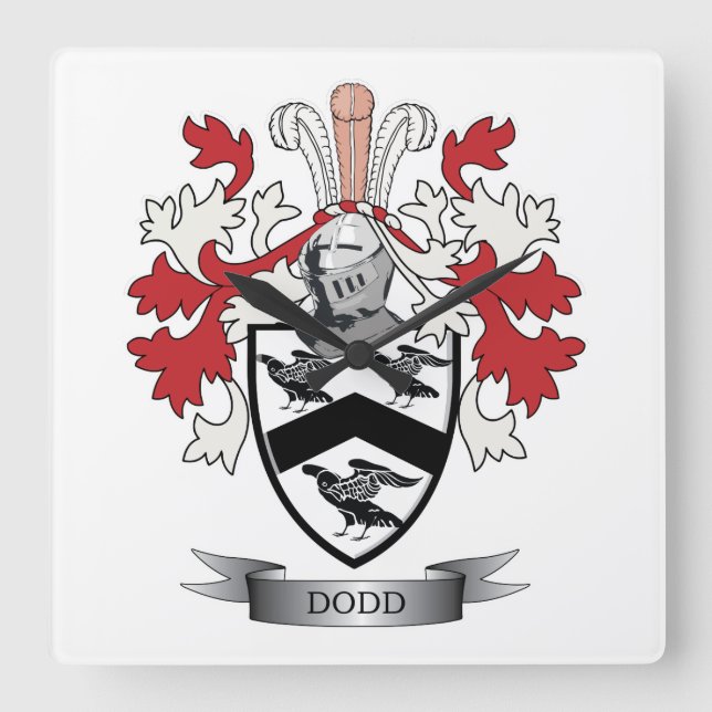 Reloj Cuadrado Dodd Family Crest Coat of Arms (Anverso)