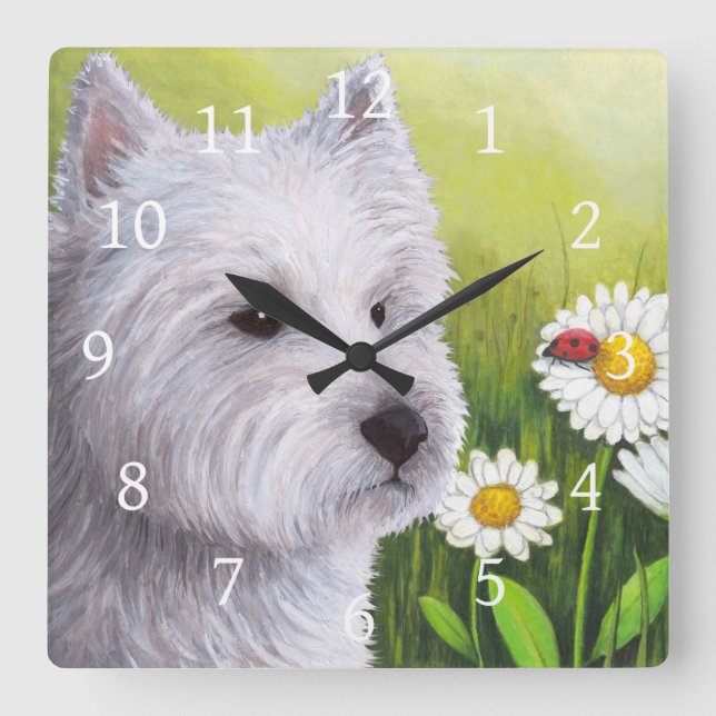 Reloj Cuadrado Dog 83 White Westie (Anverso)