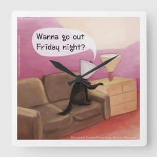 Reloj Cuadrado Dog Cone Dating Funny Cartoon Wall Clock
