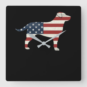 Reloj Cuadrado Dog Lover Bandera de Labrador Recuperador de Sil