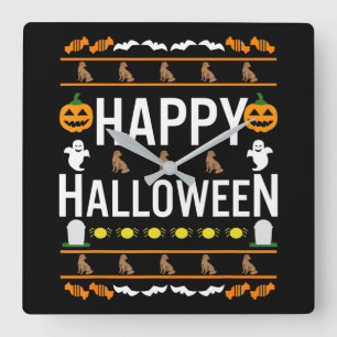 Reloj Cuadrado Dog Lover   Feliz chocolate de Halloween Labrador