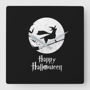 Reloj Cuadrado Dog Lover   Feliz Halloween Lab Brujas en la sala