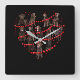 Reloj Cuadrado Dog Lover Love Heart Chocolate Labrador Valentine