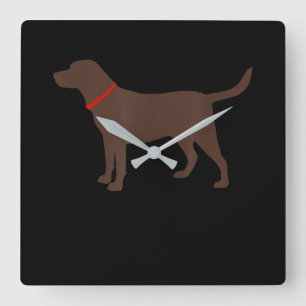 Reloj Cuadrado Dog Lover Silueta de perro de chocolate Labrador