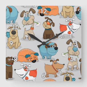 Reloj Cuadrado Doggies o cachorros Personalizados y simples