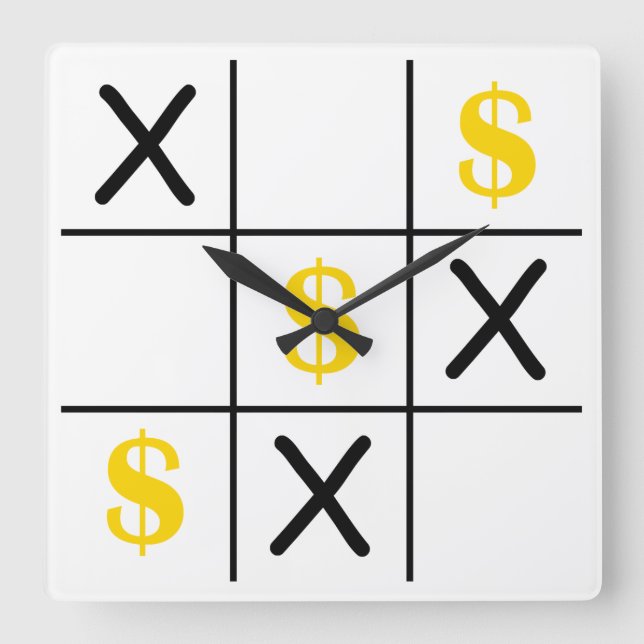 Reloj Cuadrado Dollar Tic Tac Toe (Anverso)