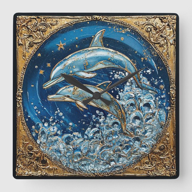Reloj Cuadrado Dolphin Art (Anverso)