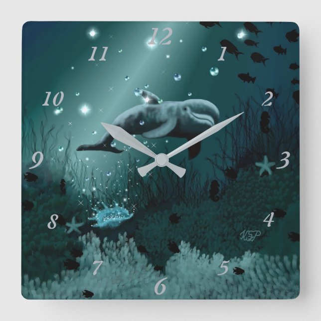Reloj Cuadrado Dolphin Dream (Anverso)