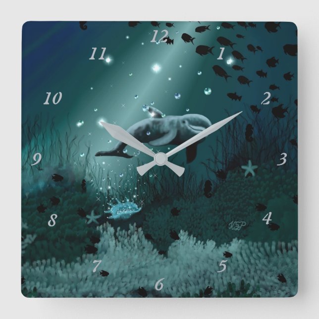 Reloj Cuadrado Dolphin Dream (Anverso)