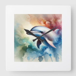 Reloj Cuadrado Dolphin in Serene Waters 170724AREF152 - Watercolo