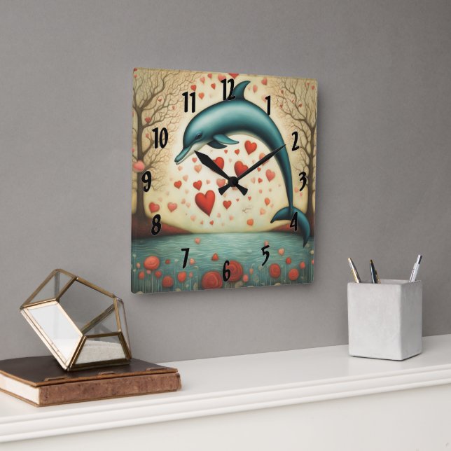 Reloj Cuadrado Dolphin Love 3 (Oficina)