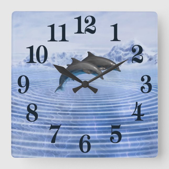 Reloj Cuadrado Dolphins in the clear blue sea (Anverso)
