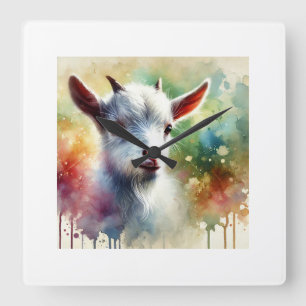 Reloj Cuadrado Domestic Goat 300724AREF118 - Watercolor