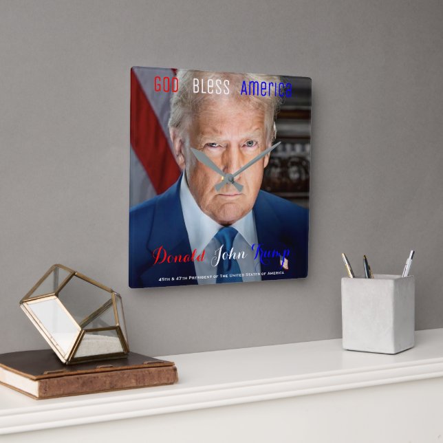 Reloj Cuadrado Donald Trump, presidente número 45 y 47 de Estados (Oficina)