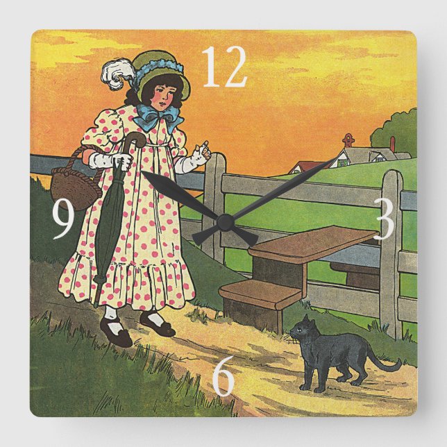 Reloj Cuadrado ¿Dónde has estado? Madre Rhyme de oca (Anverso)