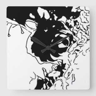 Reloj Cuadrado Doodle de Flor