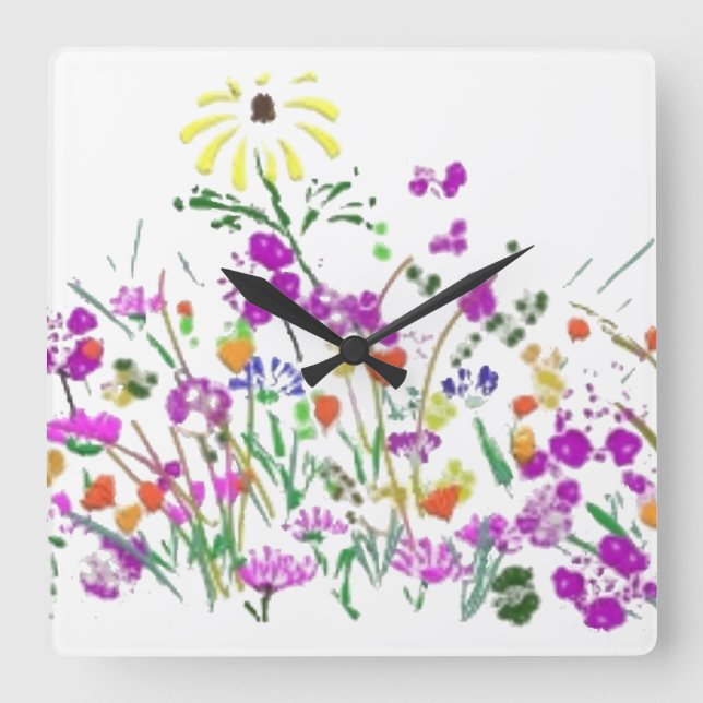 Reloj Cuadrado Doodle Wildflower (Anverso)