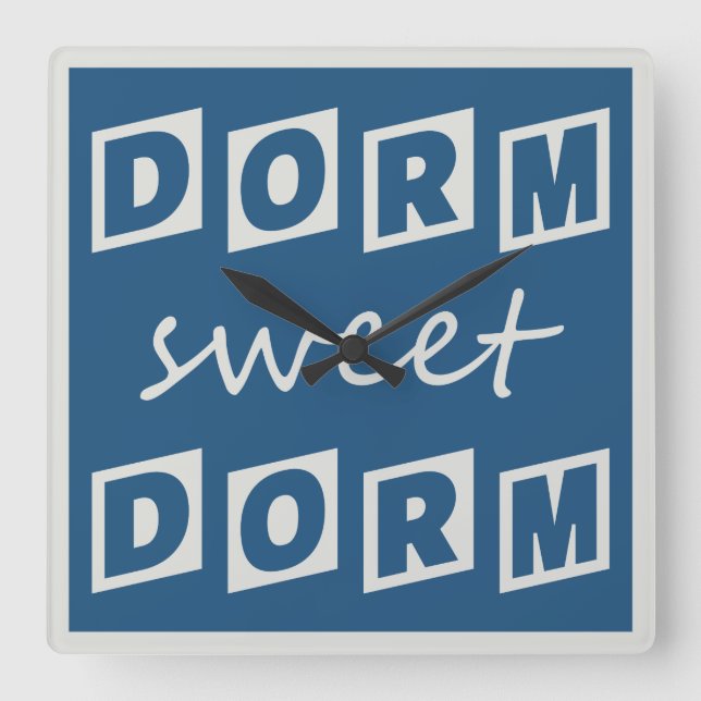 Reloj Cuadrado "Dorm Sweet Dorm" wall clock (Anverso)