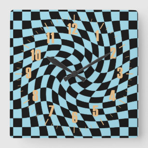 Reloj Cuadrado Dormitorio retro azul negro brujado