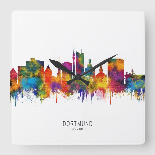 Reloj Cuadrado Dortmund Germany Skyline (Anverso)