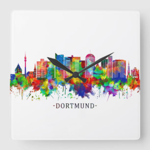 Reloj Cuadrado Dortmund Germany Skyline
