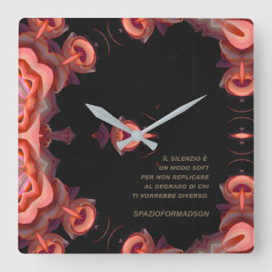 Reloj Cuadrado "Dos corazones naranjas en negro en la tierra"& Si