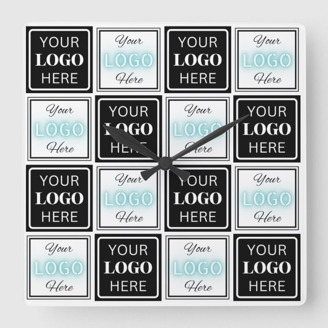 Reloj Cuadrado Dos eventos Logos Sencillo Blanco Fondo (Anverso)