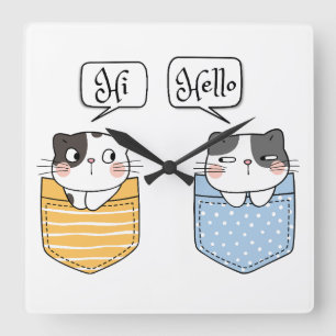 Reloj Cuadrado dos gatos