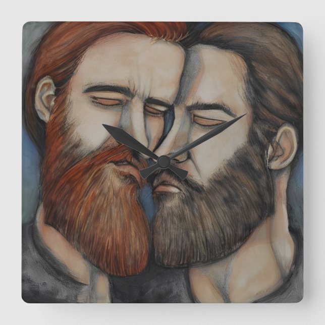 Reloj Cuadrado Dos hombres con barba (Anverso)