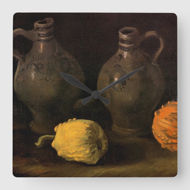 Reloj Cuadrado Dos jarras y dos calabazas de Vincent van Gogh (Anverso)