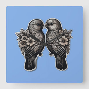 Reloj Cuadrado Dos pájaros