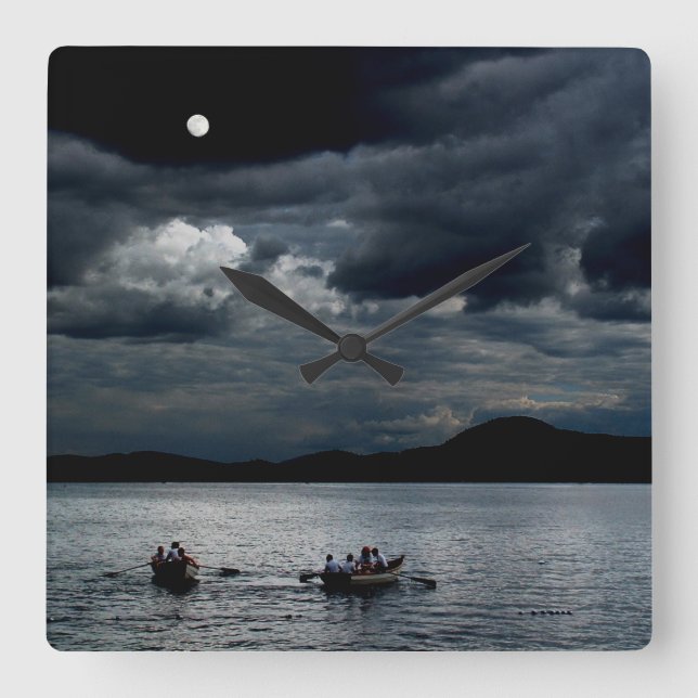 Reloj Cuadrado Dos veces en un poster de la luna azul (Anverso)