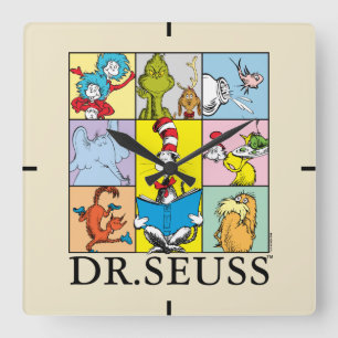 Reloj Cuadrado Dr. Seuss Historietas Gráficas