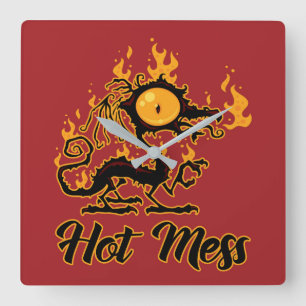 Reloj Cuadrado Dragón crispado de Hot Mess